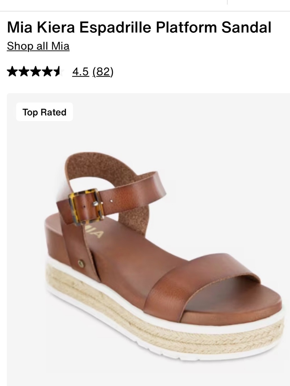 MIA Brown Leather-Look Espadrille Platform Sandal with Ankle Buckle
